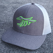 Load image into Gallery viewer, Dark/Light Grey OG Puff Green Trucker - Rise Outdoors Apparel Company 
